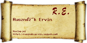 Rusznák Ervin névjegykártya