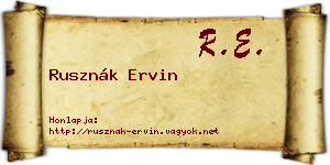 Rusznák Ervin névjegykártya